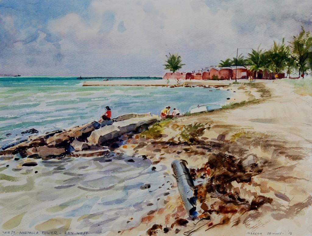  Morgan Dennis. West Martello Tower, Key West, 1956. Watercolor, 12 by 16 inches.