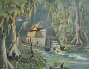 Edith Harrison, Jacksonville. Oklawaha Steamer, 1954, oil on canvas, 22 by 28 inches. 