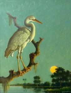 Benson Bond Moore, Great White Heron. Oil on board, 14 by 18 inches. 