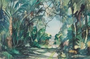 Dixie Cooley, Clearwater Bay, 1948. Watercolor, 15 by 22 inches.