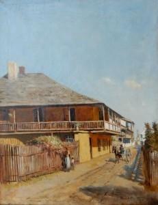 W. Staples Drown, Old Spanish House, St. George Street, St. Augustine, Fla. 1890. Oil on canvas, 14 by 18 inches.