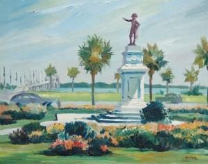 Harold Sleichter Etter, Anderson Circle, St. Augustine. Oil on board, 15 ¾ by 19 ¾ inches.