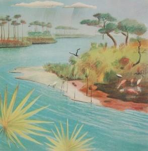Buell Whitehead. Lithograph, Pond Birds.